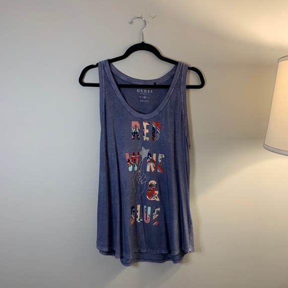 Guess Red, Wine & Blue USA Flare Tank Top Size Medium - Picture 5 of 11